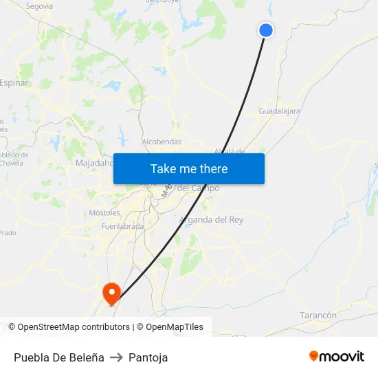 Puebla De Beleña to Pantoja map