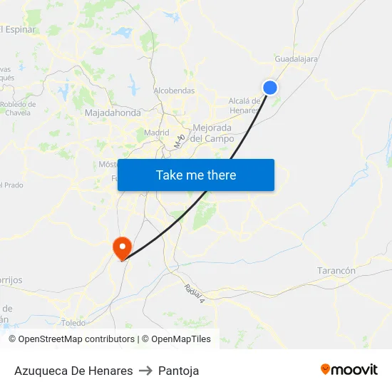 Azuqueca De Henares to Pantoja map