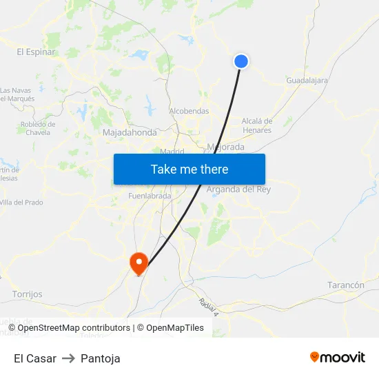 El Casar to Pantoja map