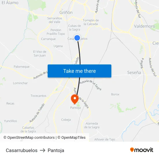 Casarrubuelos to Pantoja map