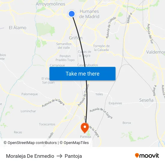 Moraleja De Enmedio to Pantoja map