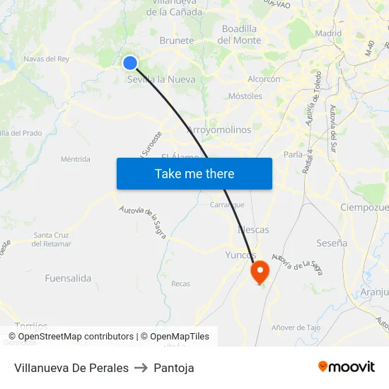 Villanueva De Perales to Pantoja map