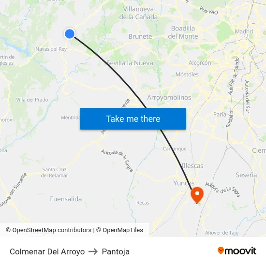 Colmenar Del Arroyo to Pantoja map
