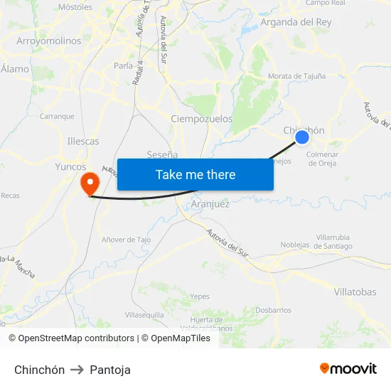 Chinchón to Pantoja map