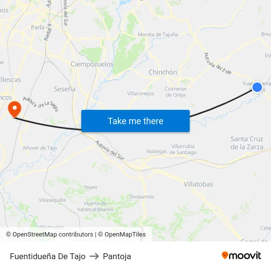 Fuentidueña De Tajo to Pantoja map