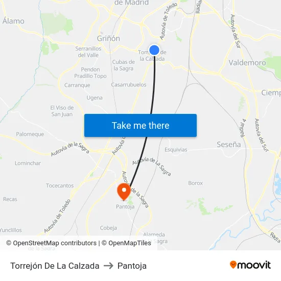 Torrejón De La Calzada to Pantoja map