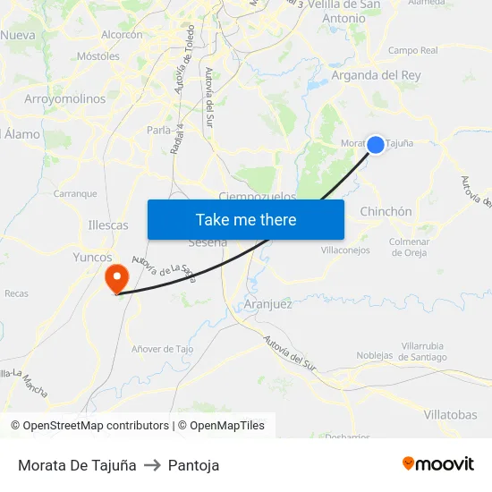 Morata De Tajuña to Pantoja map