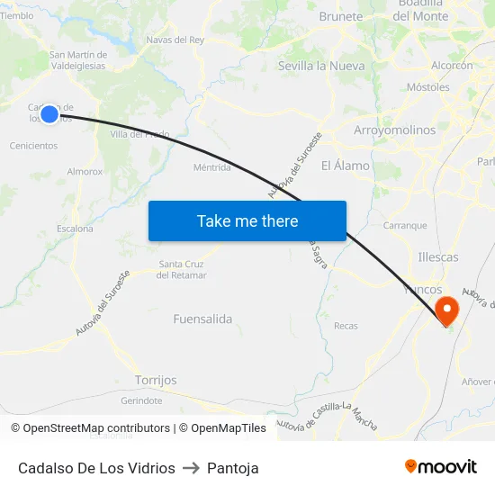 Cadalso De Los Vidrios to Pantoja map