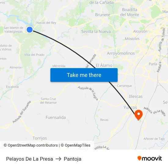 Pelayos De La Presa to Pantoja map