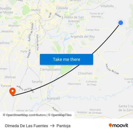 Olmeda De Las Fuentes to Pantoja map