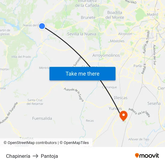Chapinería to Pantoja map
