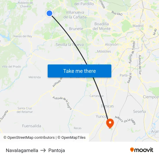 Navalagamella to Pantoja map