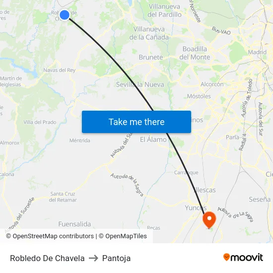 Robledo De Chavela to Pantoja map