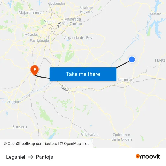 Leganiel to Pantoja map