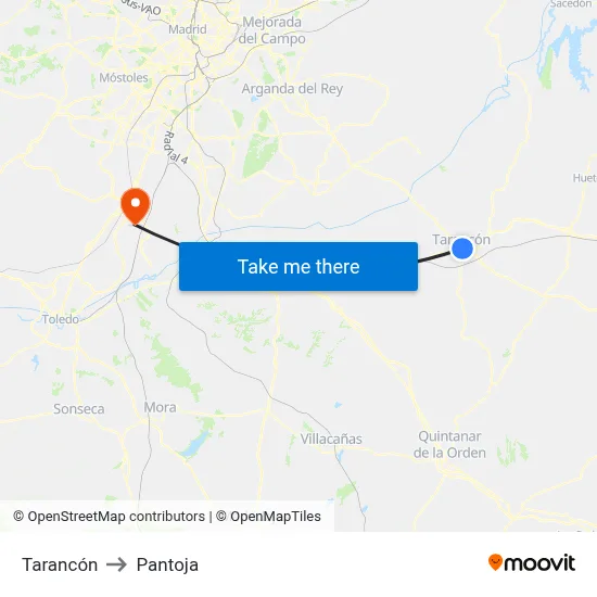 Tarancón to Pantoja map