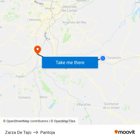 Zarza De Tajo to Pantoja map