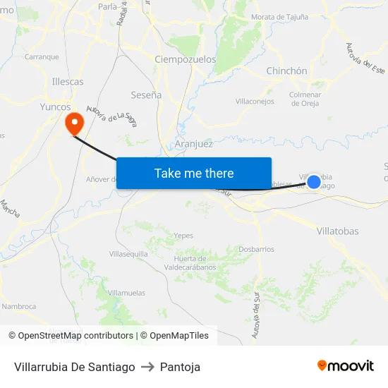 Villarrubia De Santiago to Pantoja map