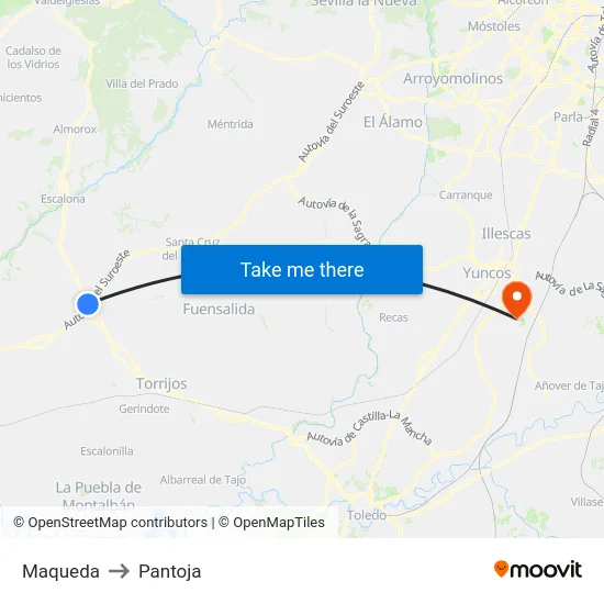 Maqueda to Pantoja map