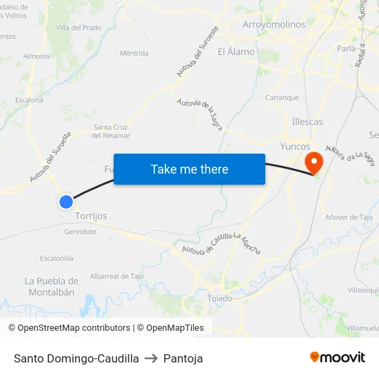 Santo Domingo-Caudilla to Pantoja map