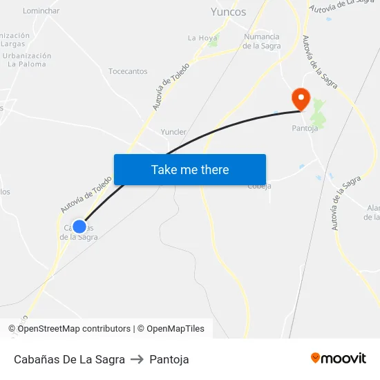 Cabañas De La Sagra to Pantoja map