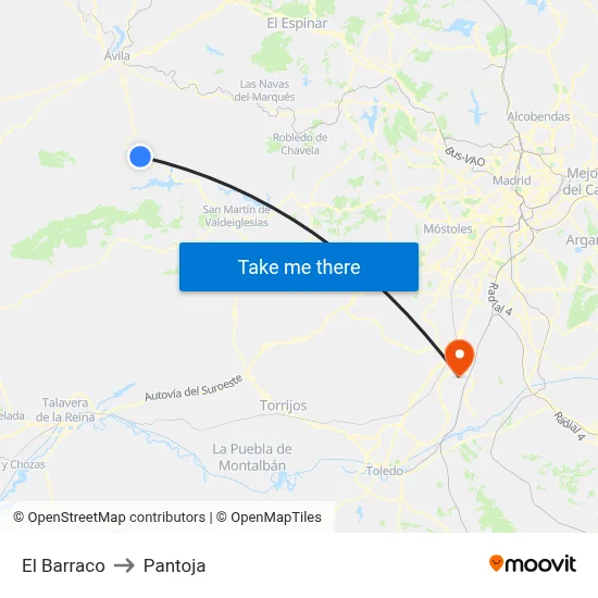 El Barraco to Pantoja map