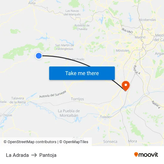 La Adrada to Pantoja map