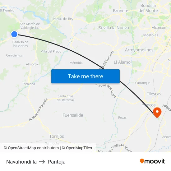 Navahondilla to Pantoja map