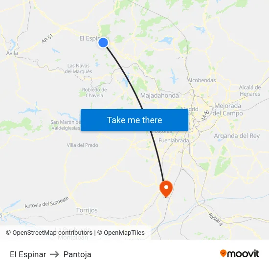 El Espinar to Pantoja map