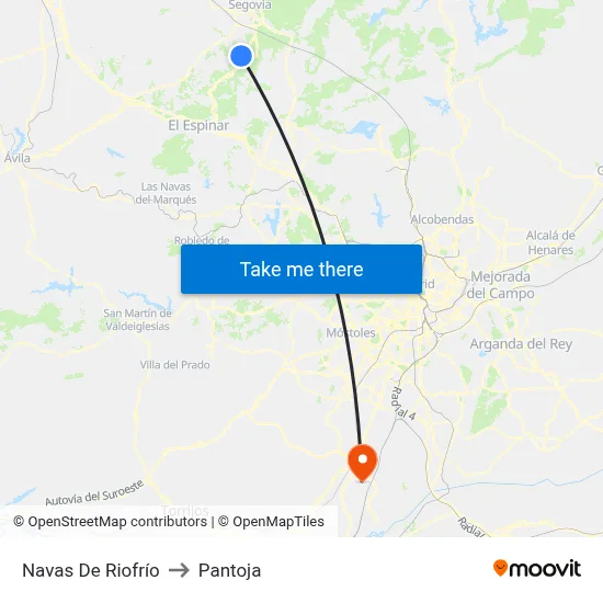 Navas De Riofrío to Pantoja map