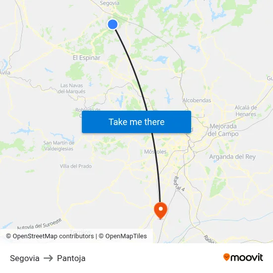 Segovia to Pantoja map