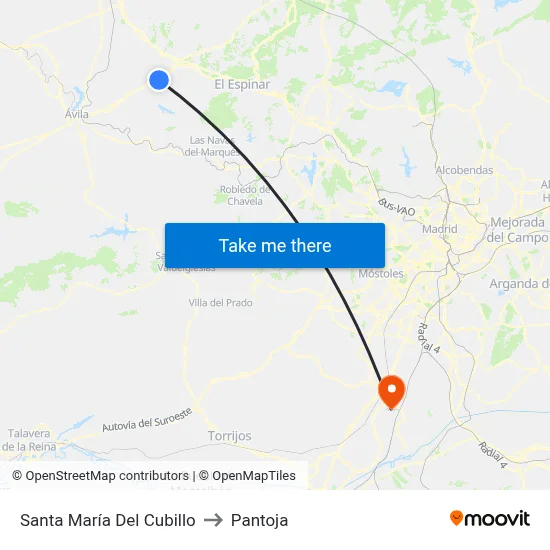 Santa María Del Cubillo to Pantoja map