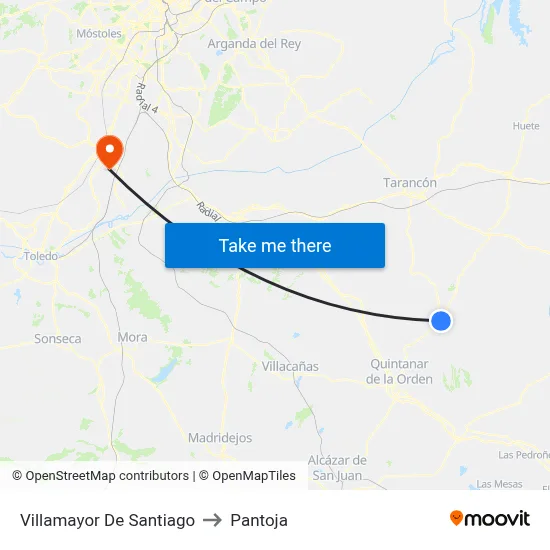 Villamayor De Santiago to Pantoja map