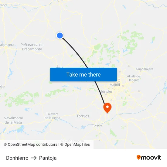 Donhierro to Pantoja map