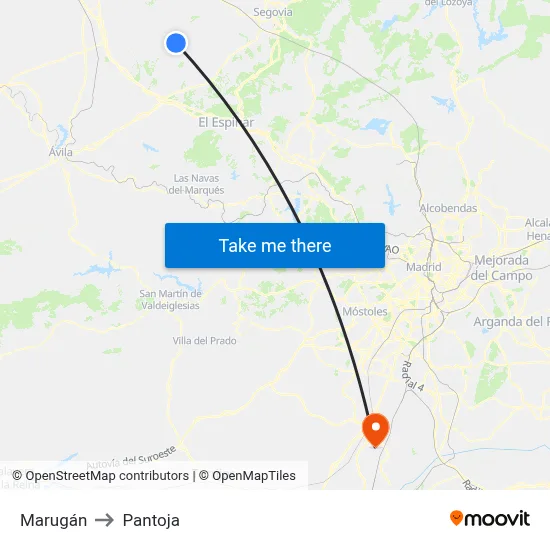 Marugán to Pantoja map