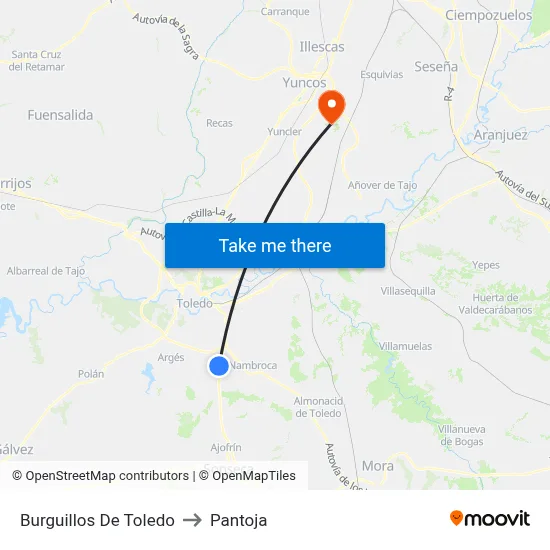 Burguillos De Toledo to Pantoja map