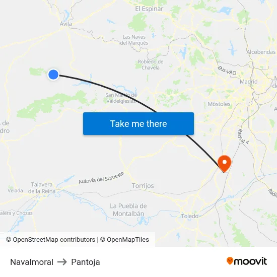 Navalmoral to Pantoja map