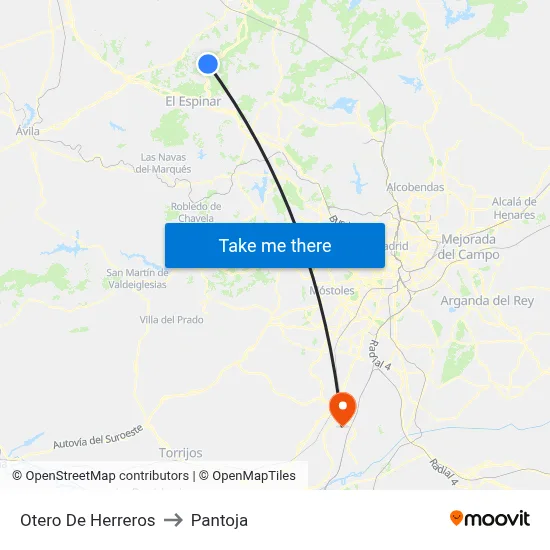 Otero De Herreros to Pantoja map