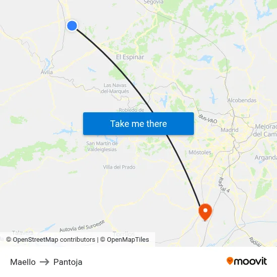 Maello to Pantoja map