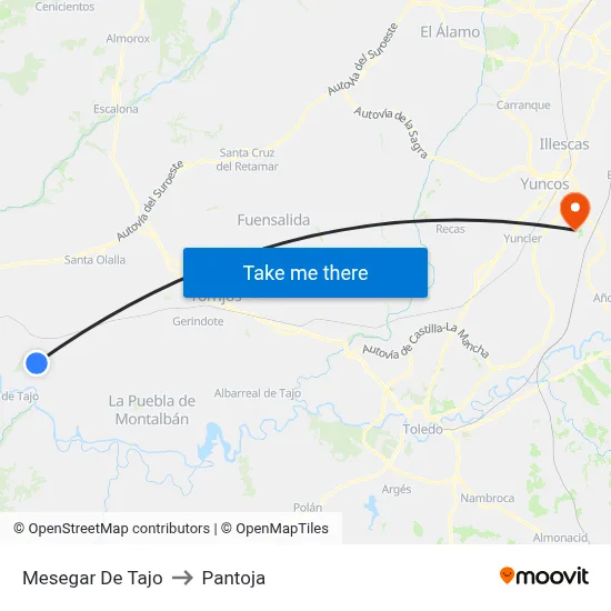 Mesegar De Tajo to Pantoja map