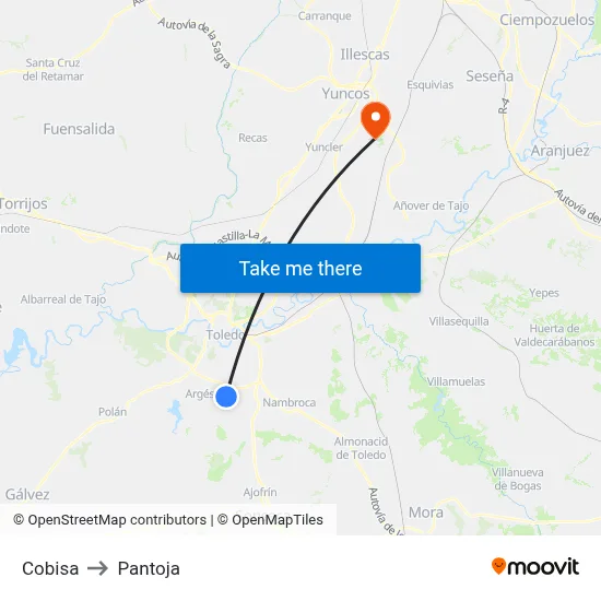 Cobisa to Pantoja map