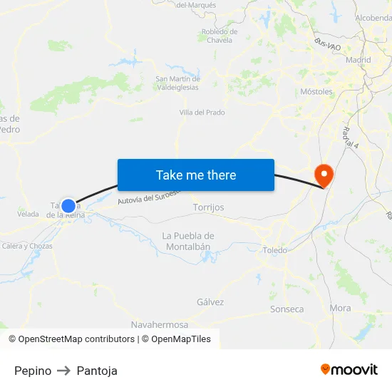 Pepino to Pantoja map