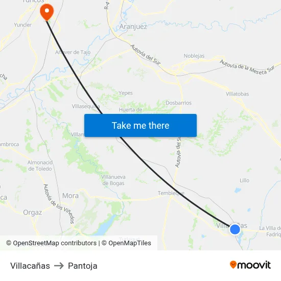 Villacañas to Pantoja map