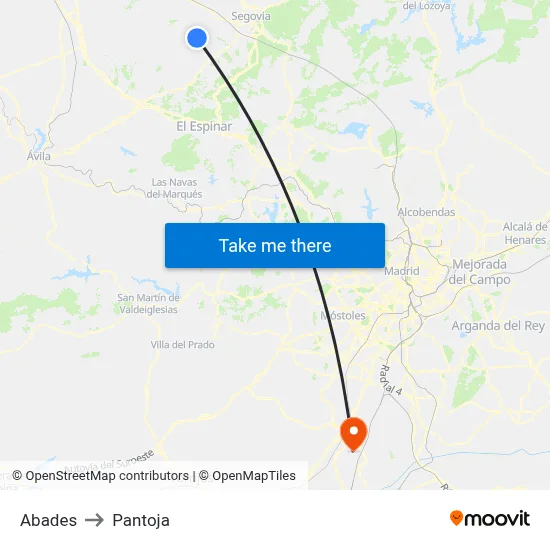 Abades to Pantoja map
