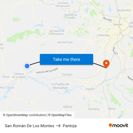 San Román De Los Montes to Pantoja map