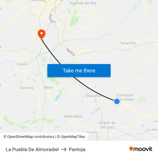 La Puebla De Almoradiel to Pantoja map