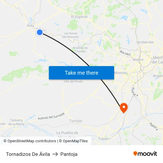 Tornadizos De Ávila to Pantoja map