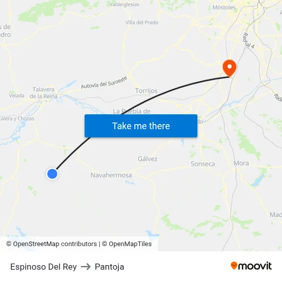 Espinoso Del Rey to Pantoja map
