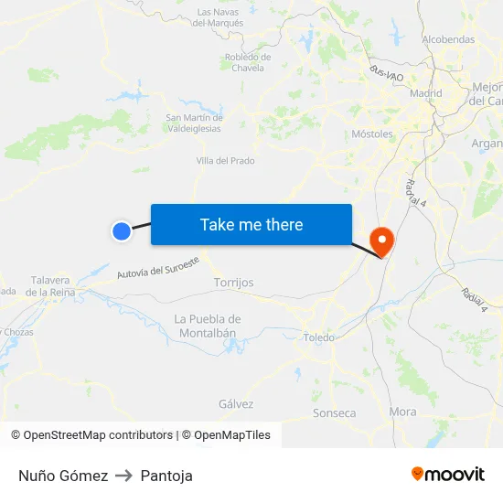Nuño Gómez to Pantoja map