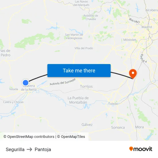 Segurilla to Pantoja map
