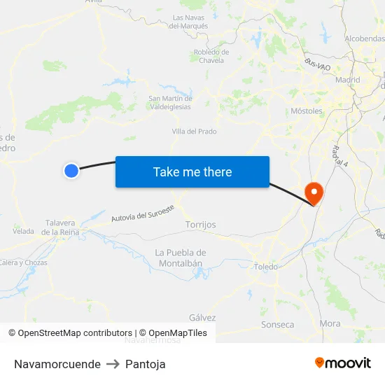 Navamorcuende to Pantoja map